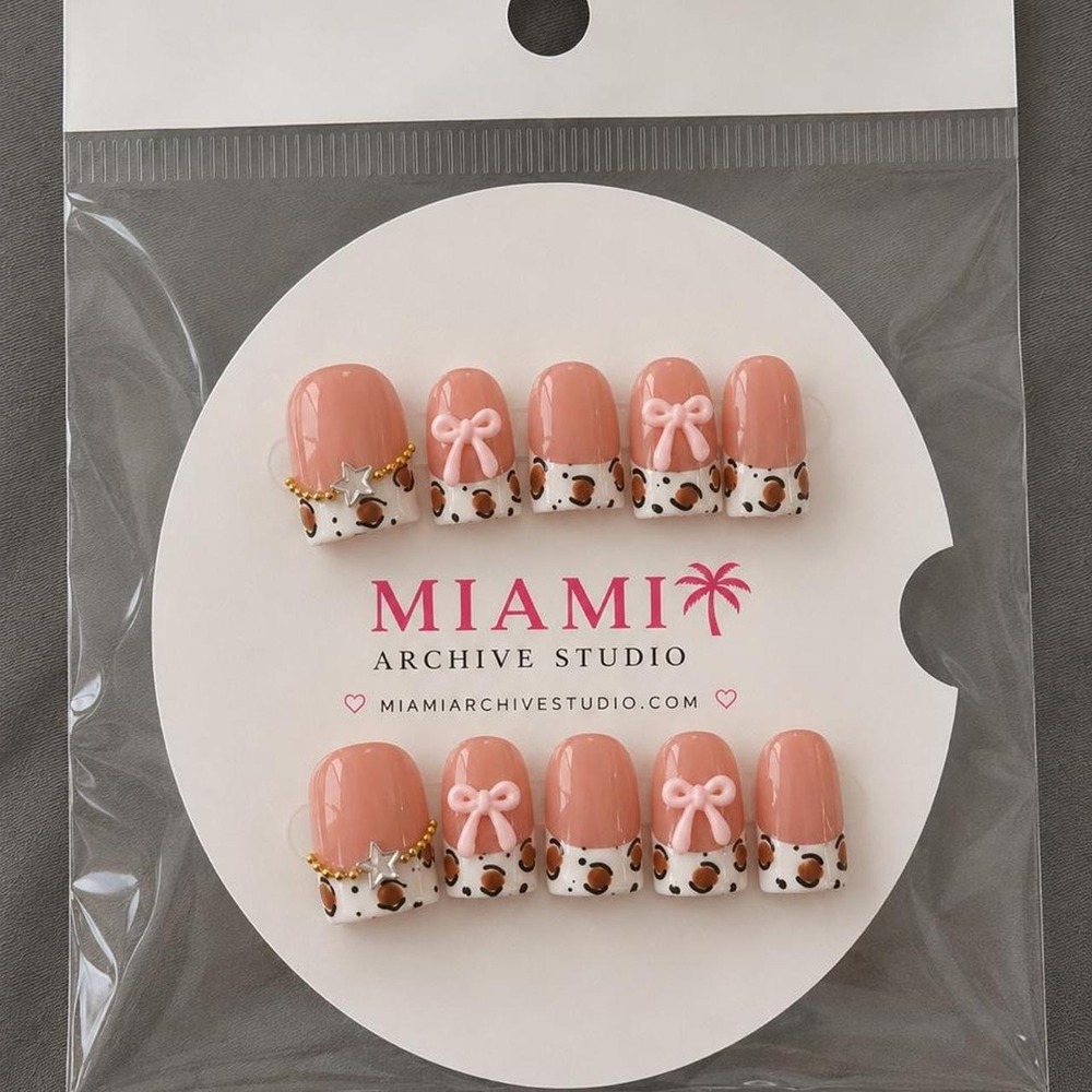 Y2K animal print cow print press on nails